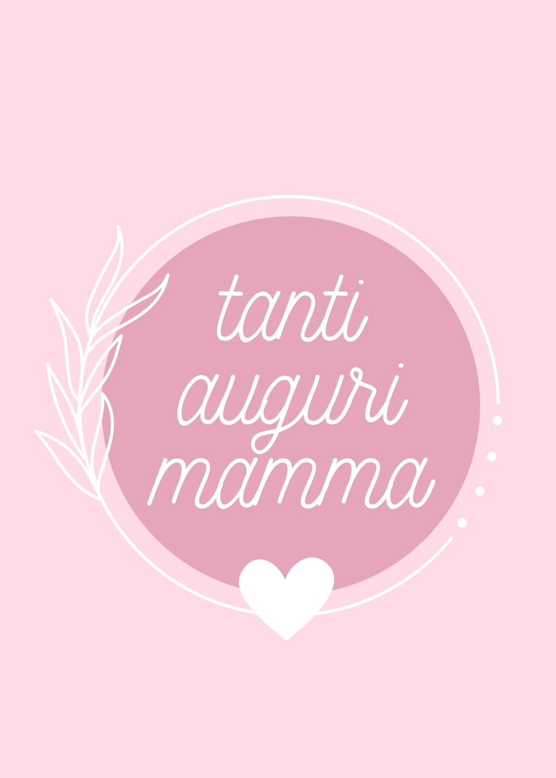 Biglietto Verticale Auguri Mamma Minimalista Colori Chiari Rosa