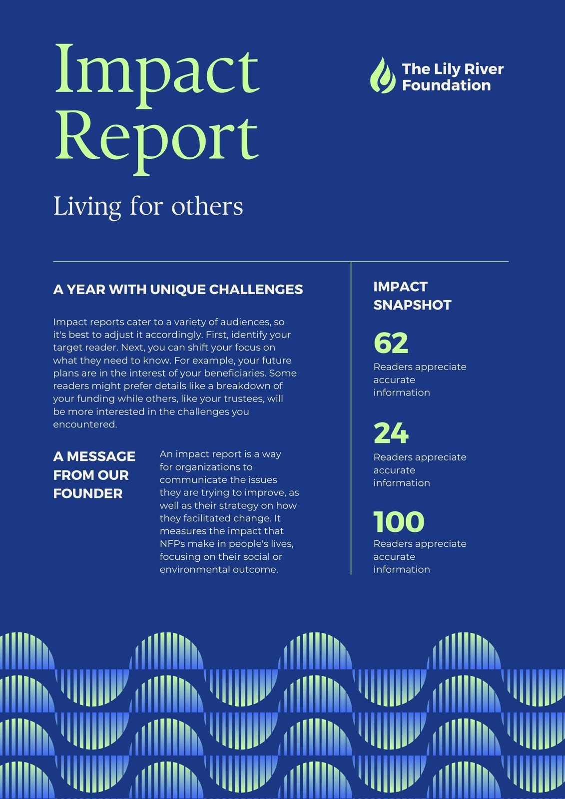 Navy Light Green Generic Charity Clean Corporate Charity Report