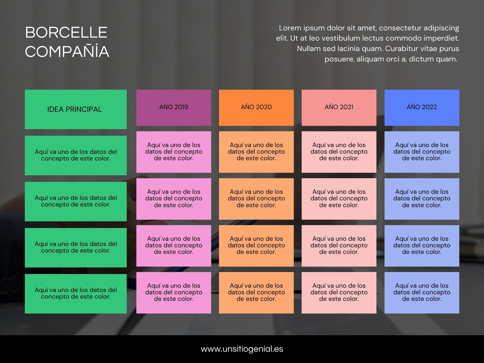 Gráfico Cuadro Comparativo Tabla Datos Empresa Profesional Corporativo Multicolor