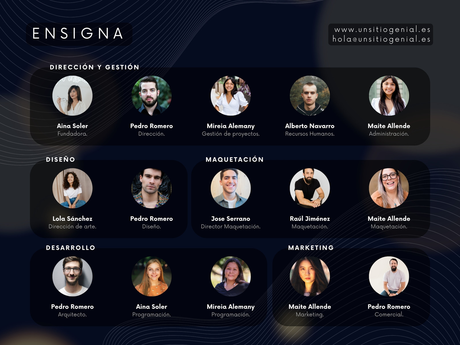 Gráfico organigrama profesional empresa tecnológica negro y blanco