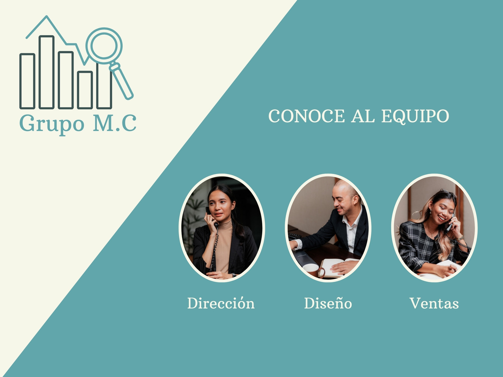Nuevo equipo de trabajo empresa minimalista azul beige