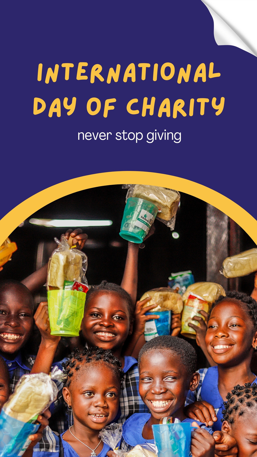 Blue Magenta and Yellow Modern International Day Of Charity Instagram Story