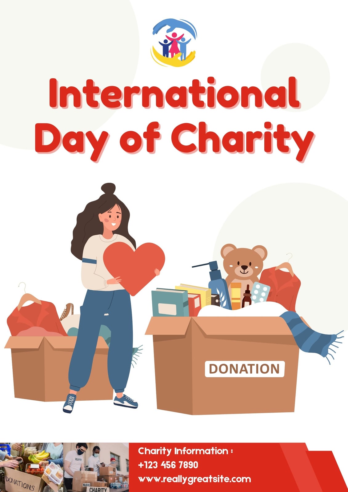 Colorful Illustration International Day of Charity Poster