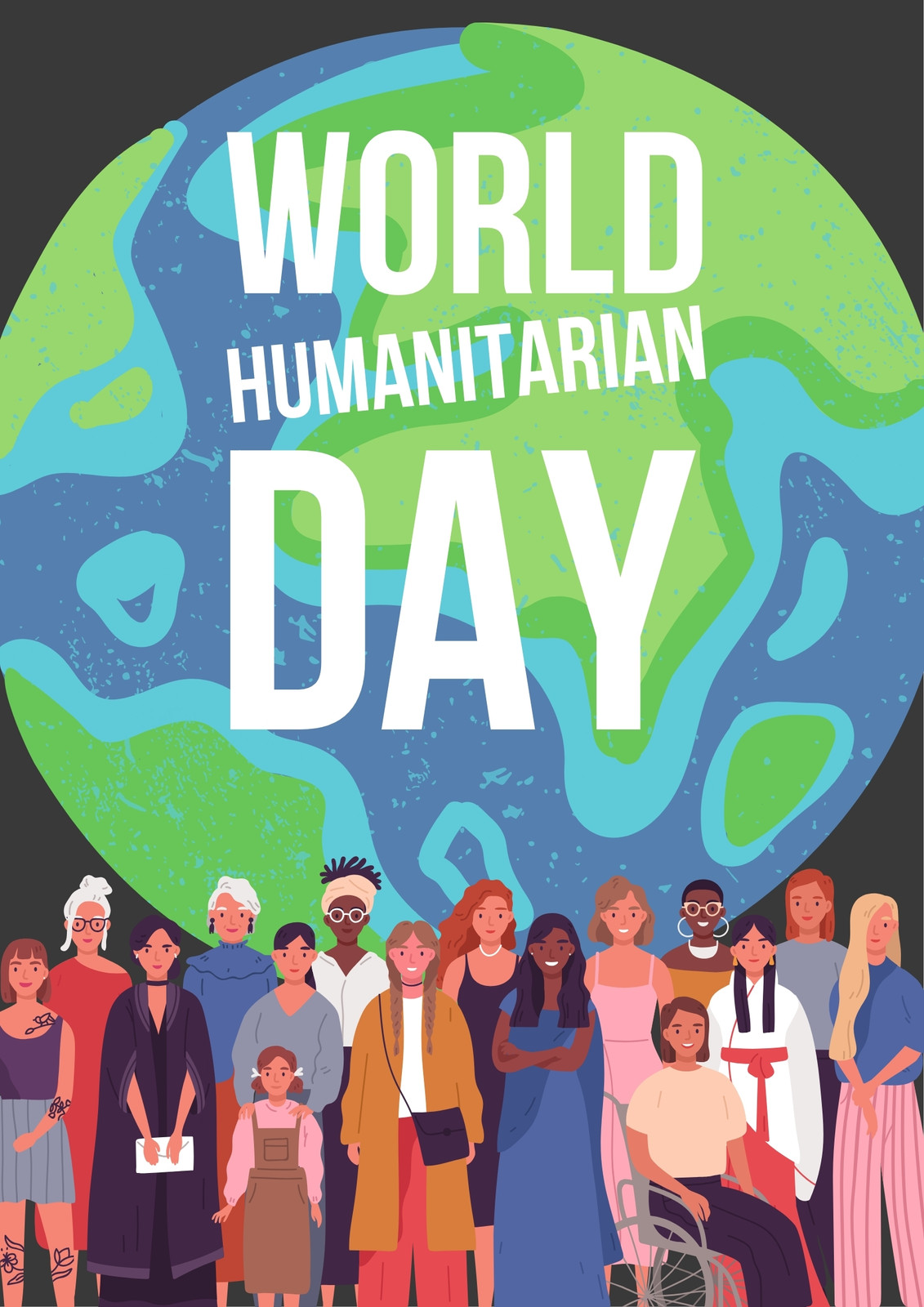 Colorful World Humanitarian Day Of Charity Poster