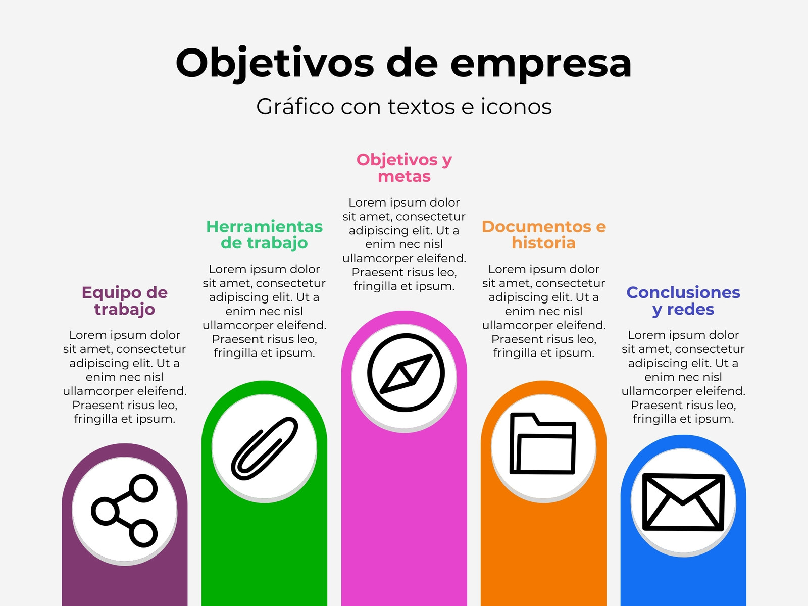 Gráfico Objetivos Empresa Iconos Corporativo Multicolor