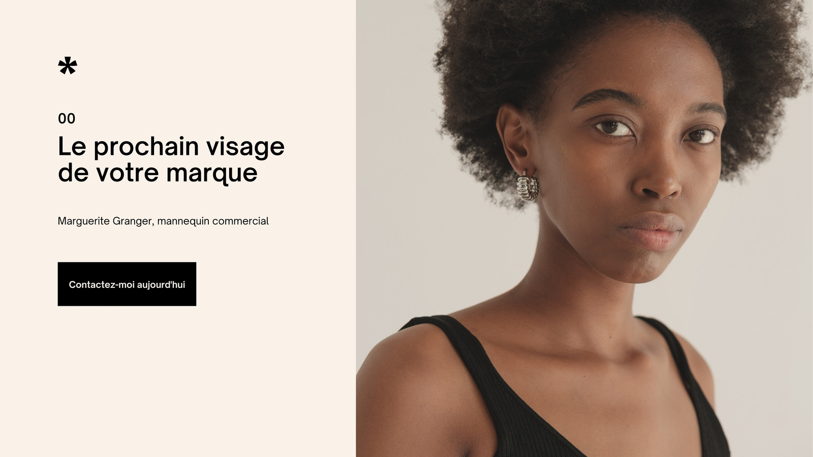 Site Web Portfolio Mannequin Chaud Neutre Moderne Minimal Beige Noir