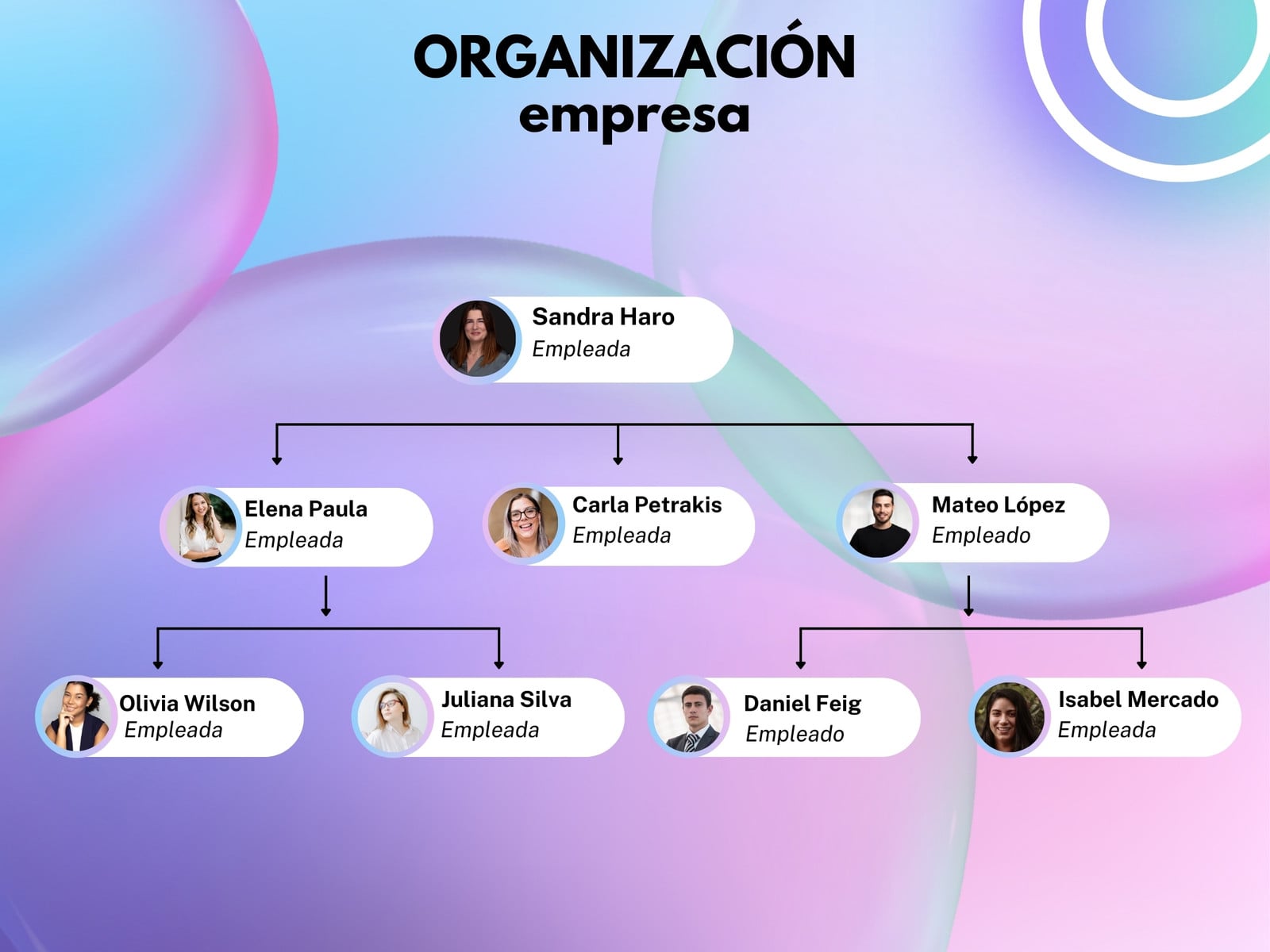 Documento Organigrama empresa profesional morada