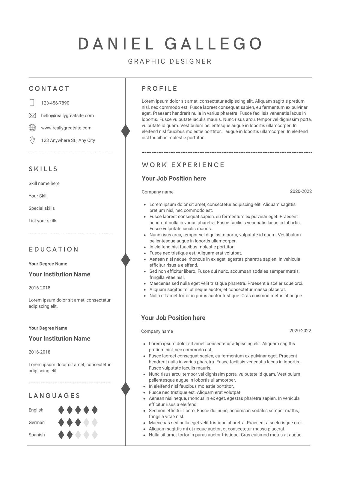 Minimalist White and Grey Professional Resume