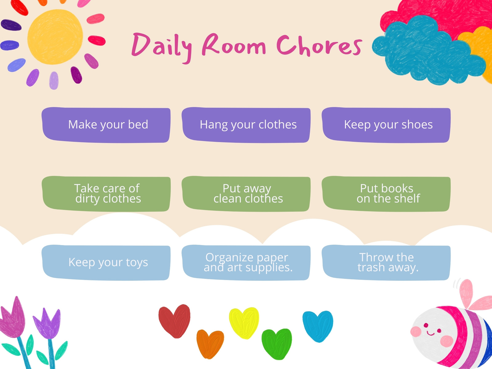 Colorful Illustrated Chore Chart
