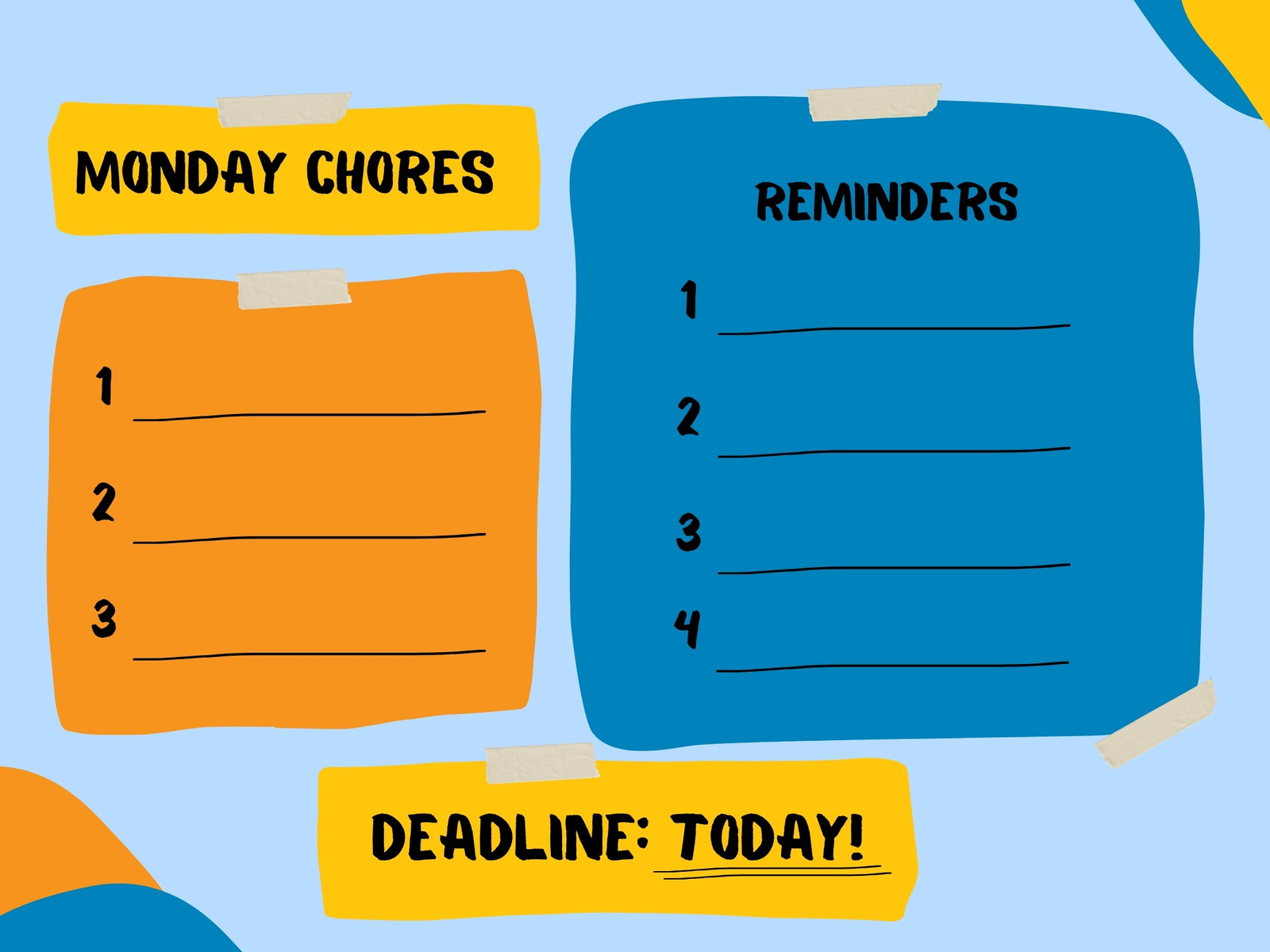 Blue and Orange Simple Collage Chore Chart