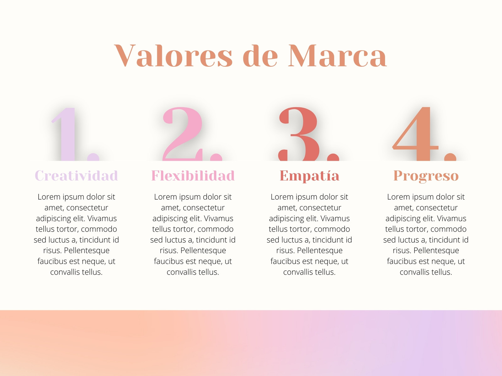 Gráfico de Valores de Marca Minimalista colorido pastel degradado