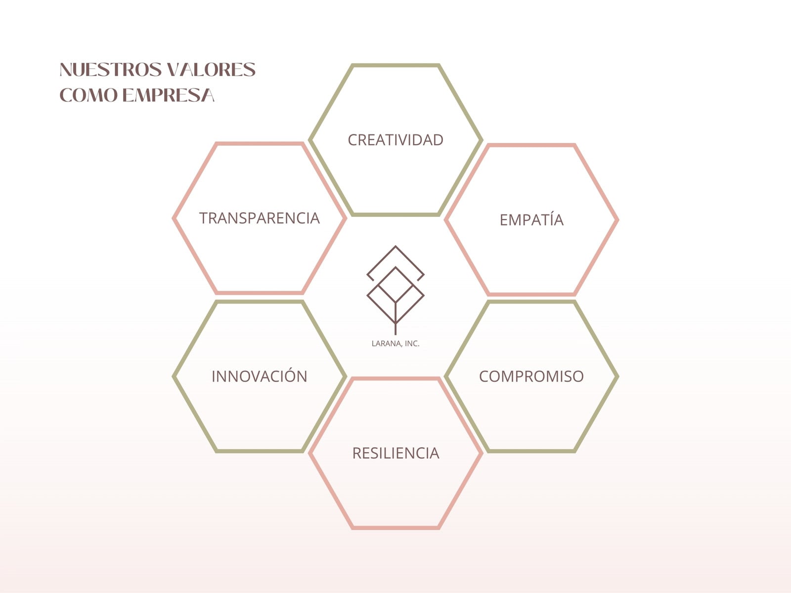 Gráfico valores empresa minimalista rosa y verde