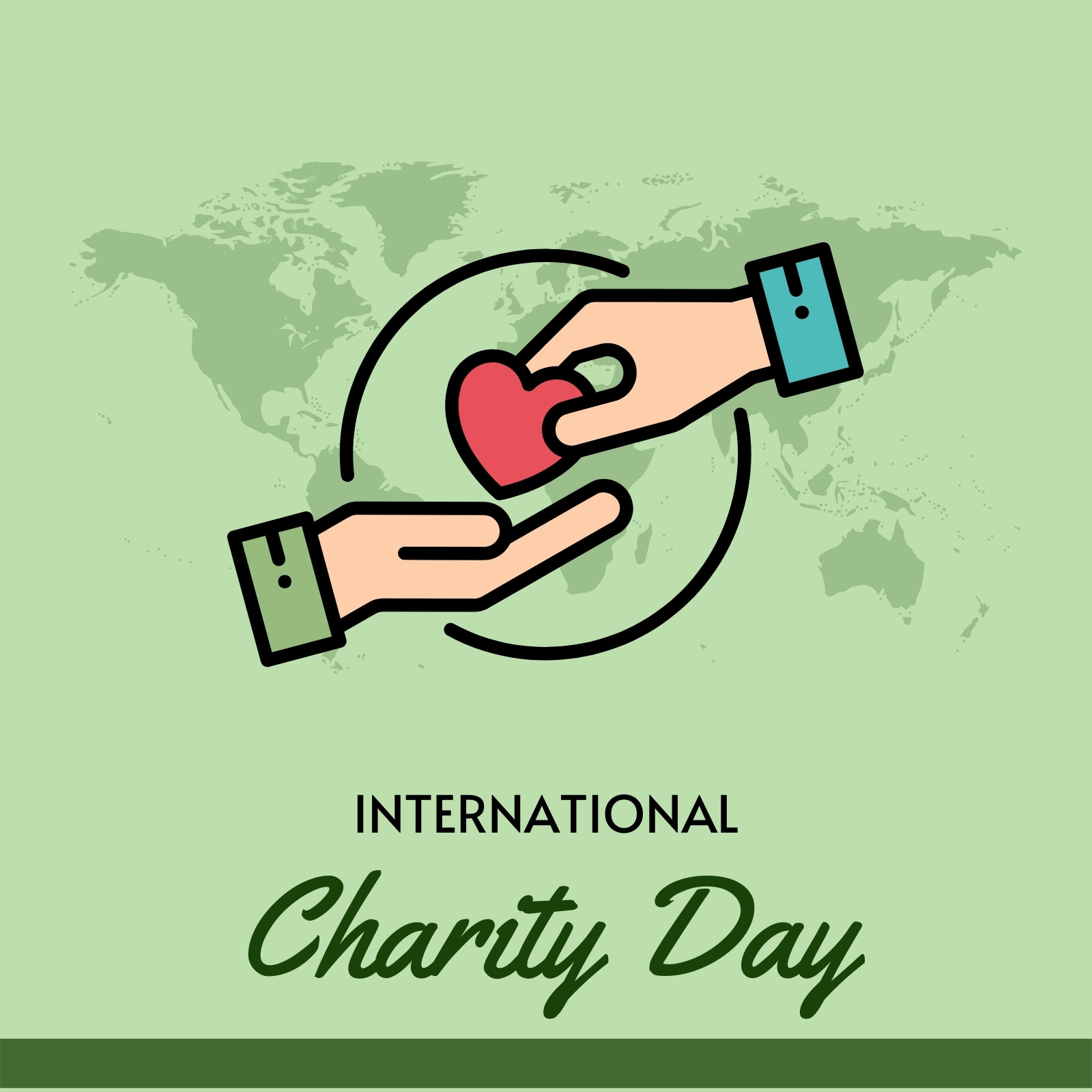 Green Minimalist International Charity Day Instagram Post