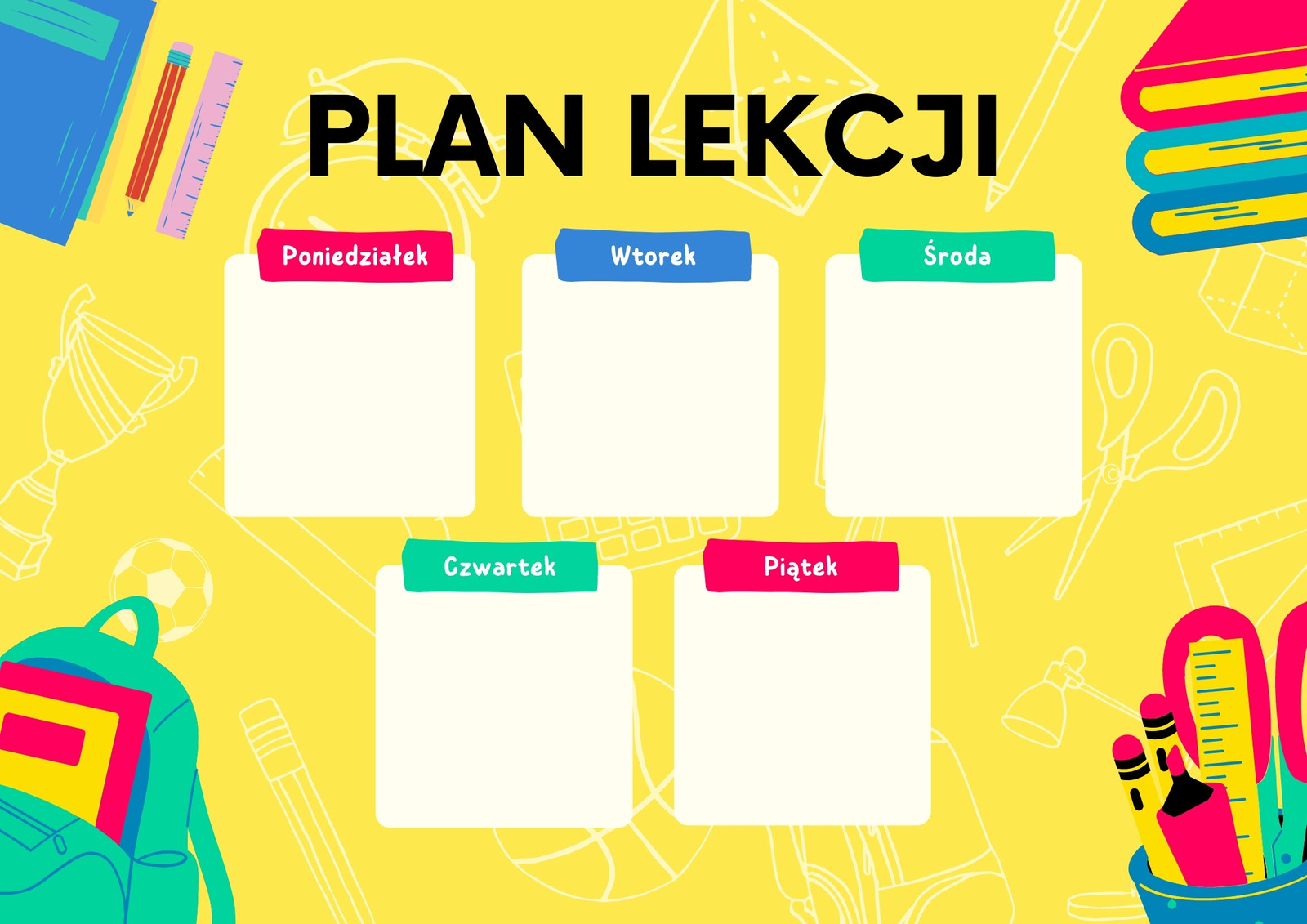Żółty Zielony Niebieski Czerwony Kolorowy Ilustracje Plan Lekcji Żółty Zielony Niebieski Czerwony Kolorowy Ilustracje Plan Lekcji