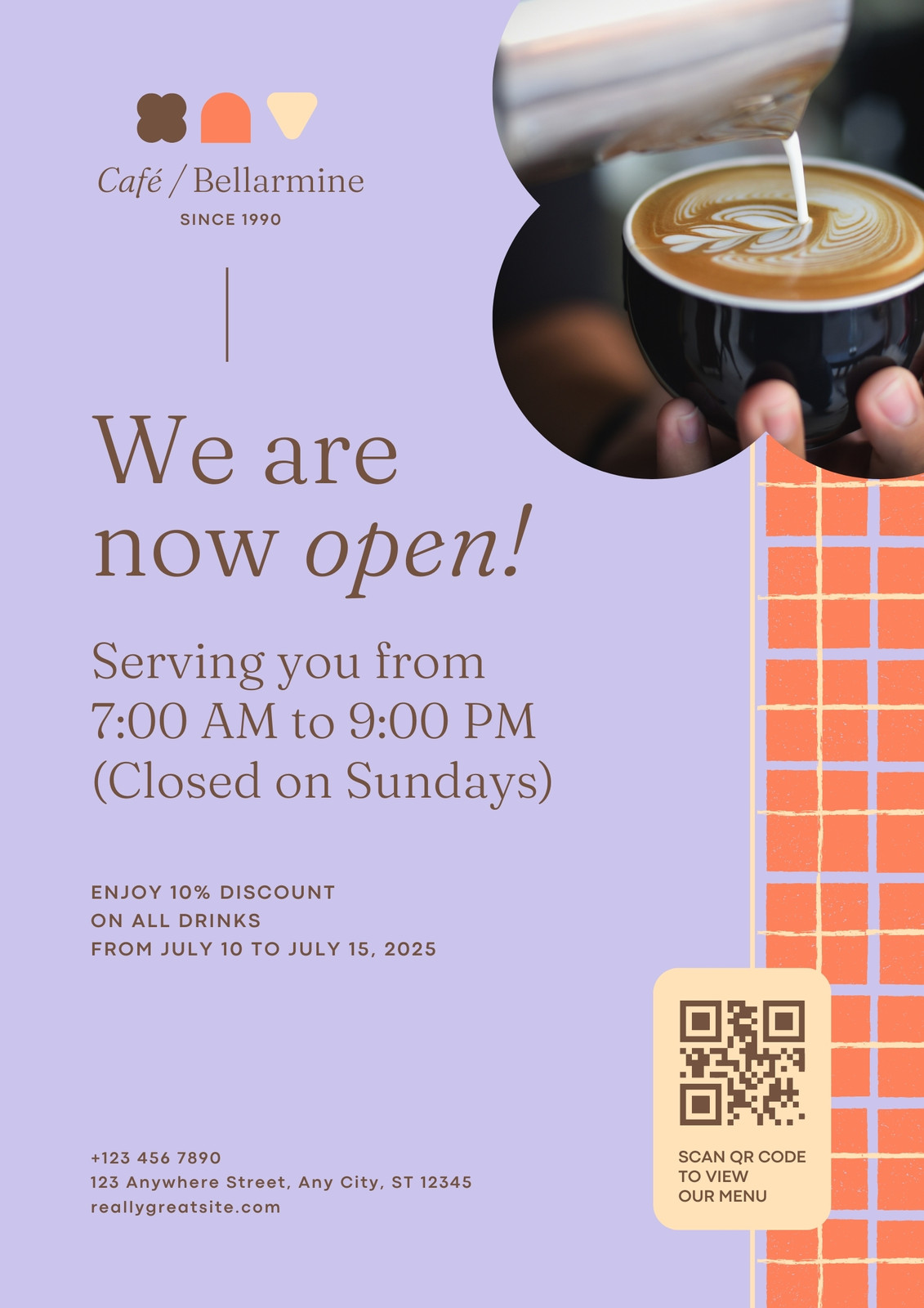 Lilac Peach Cream News Portrait Business Flyer Lilac Peach Cream News Portrait Business Flyer