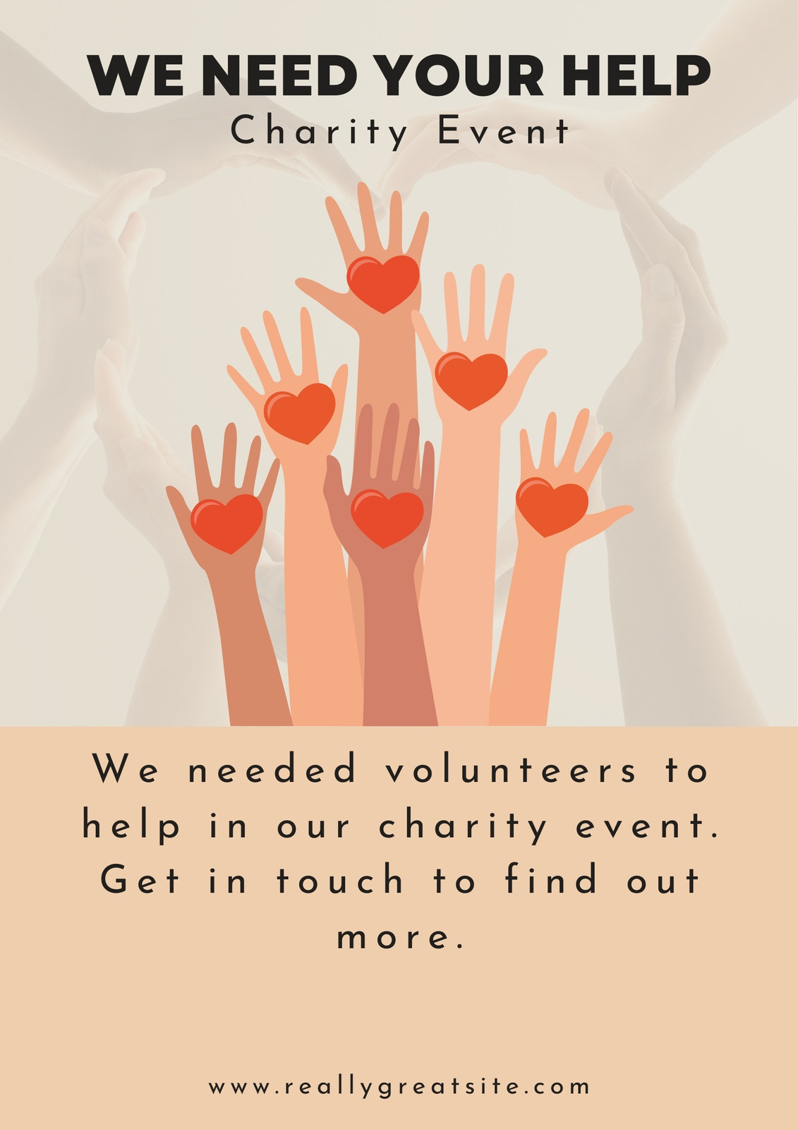 Peach Simple We Need Your Help Charity Event Poster