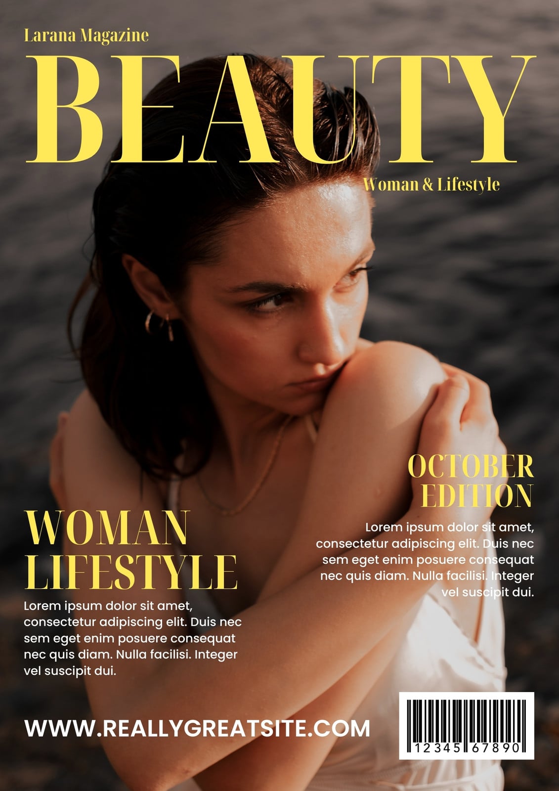 Yellow Brown Minimalist Beauty Magazine Cover