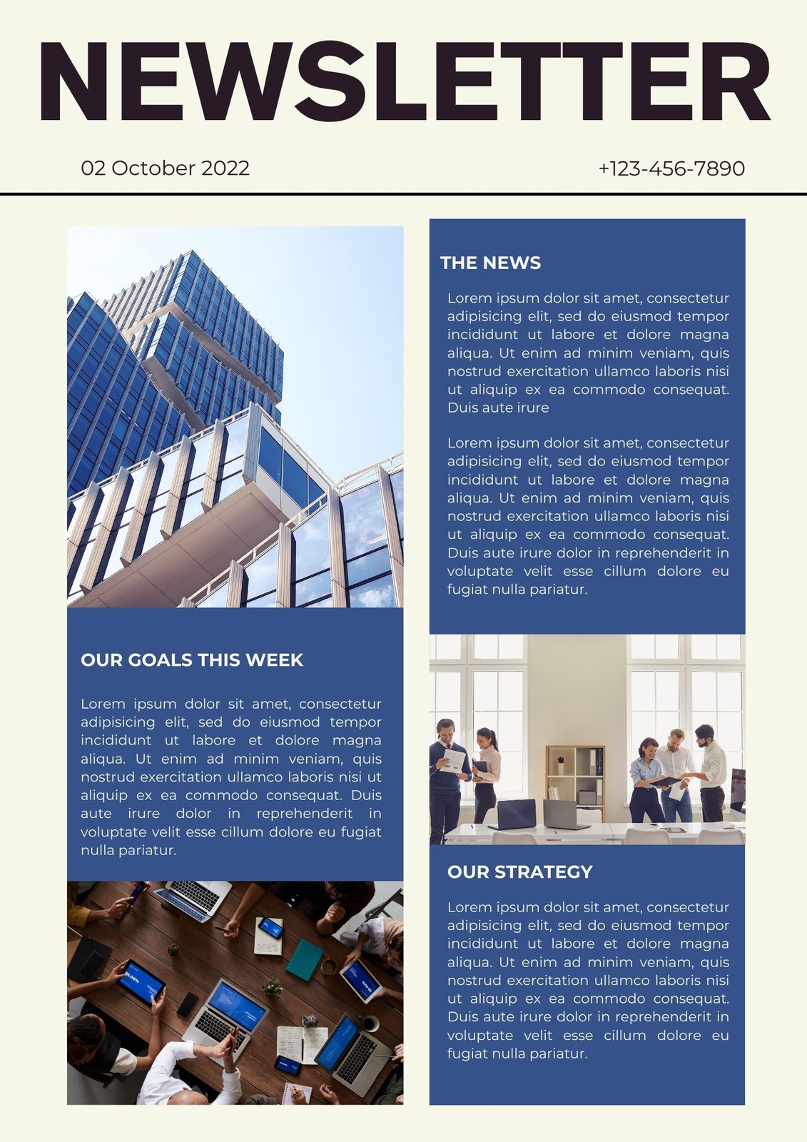 Blue Minimalist Company Newsletter
