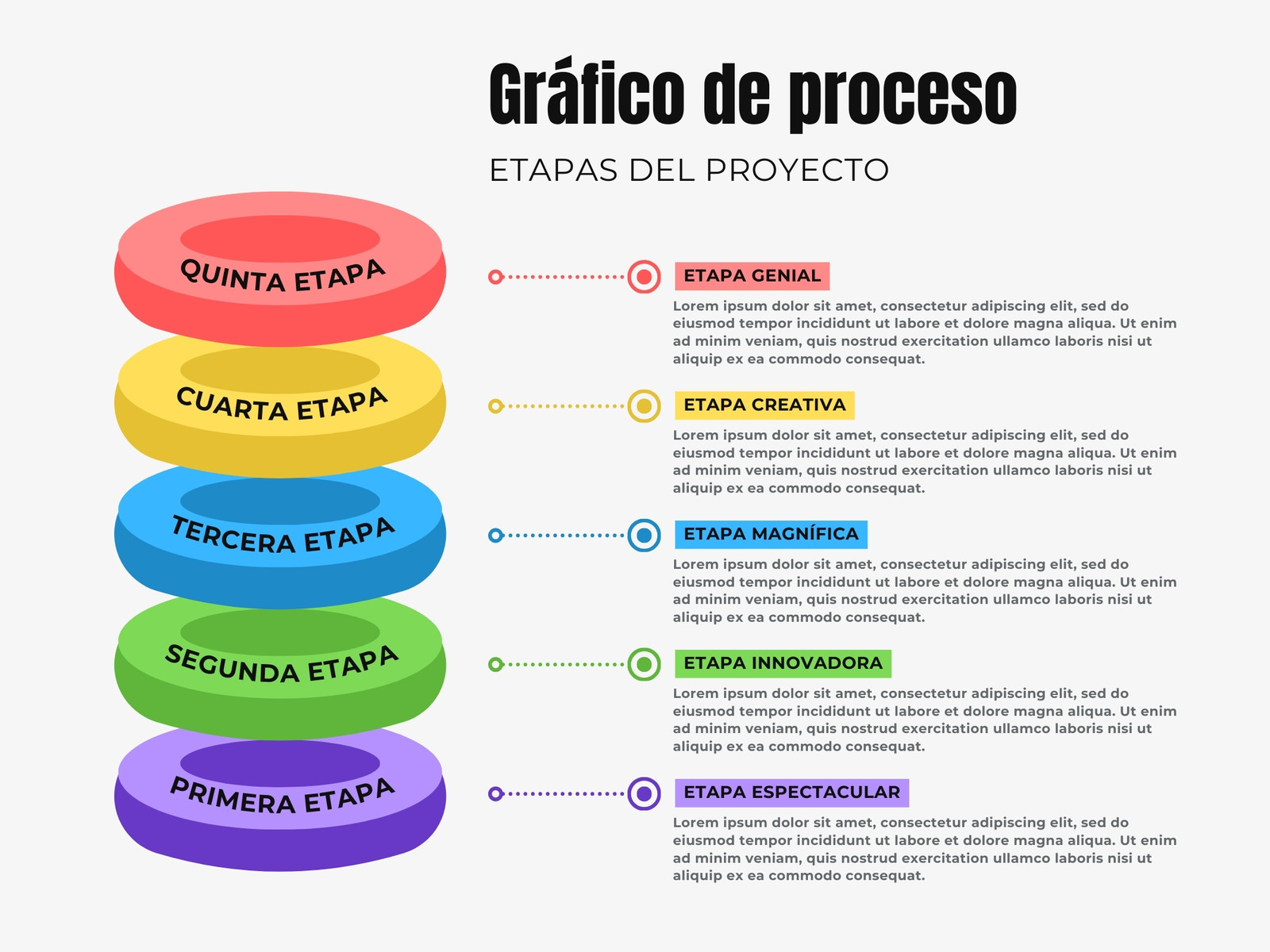 Gráfico de Procesos Etapas del Proyecto Elementos Relacionados Moderno Multicolor 