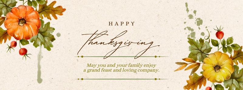 Vintage Greeting Thanksgiving Facebook Cover Canva template, beige