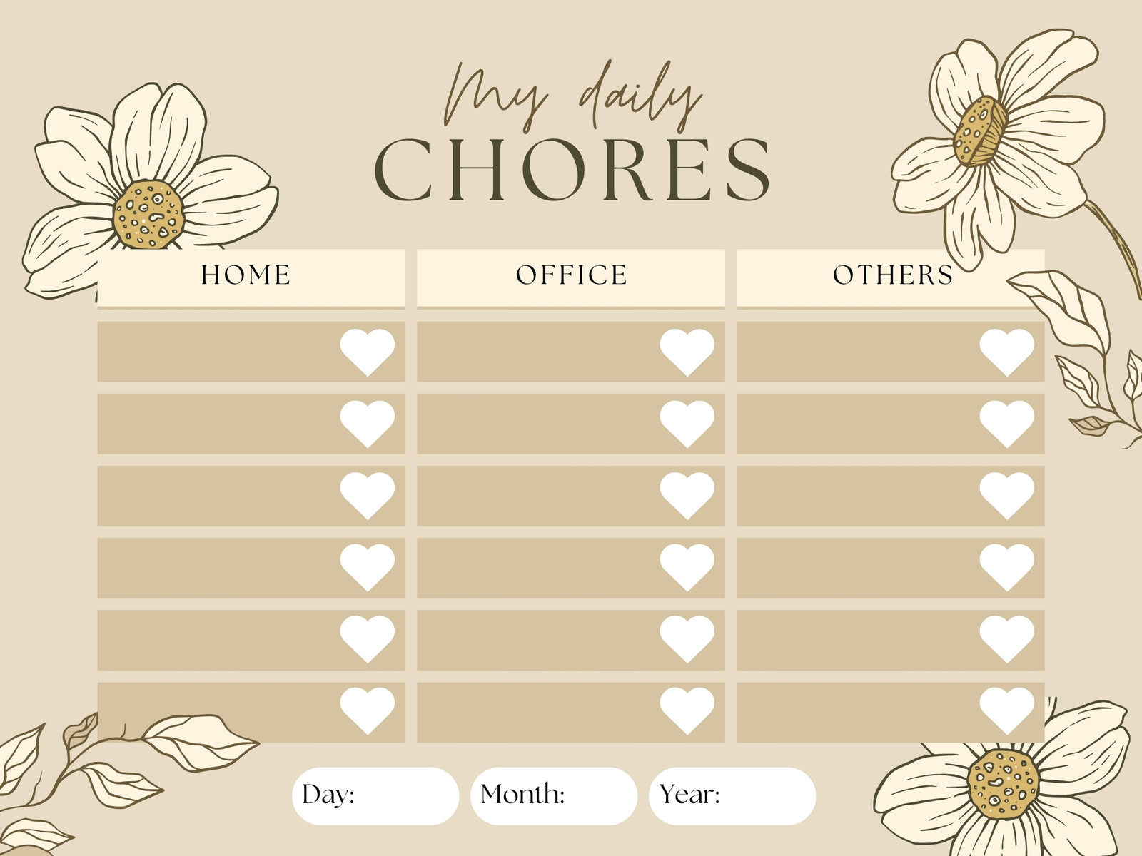 Beige Elegant Modern Daily Chore Graph