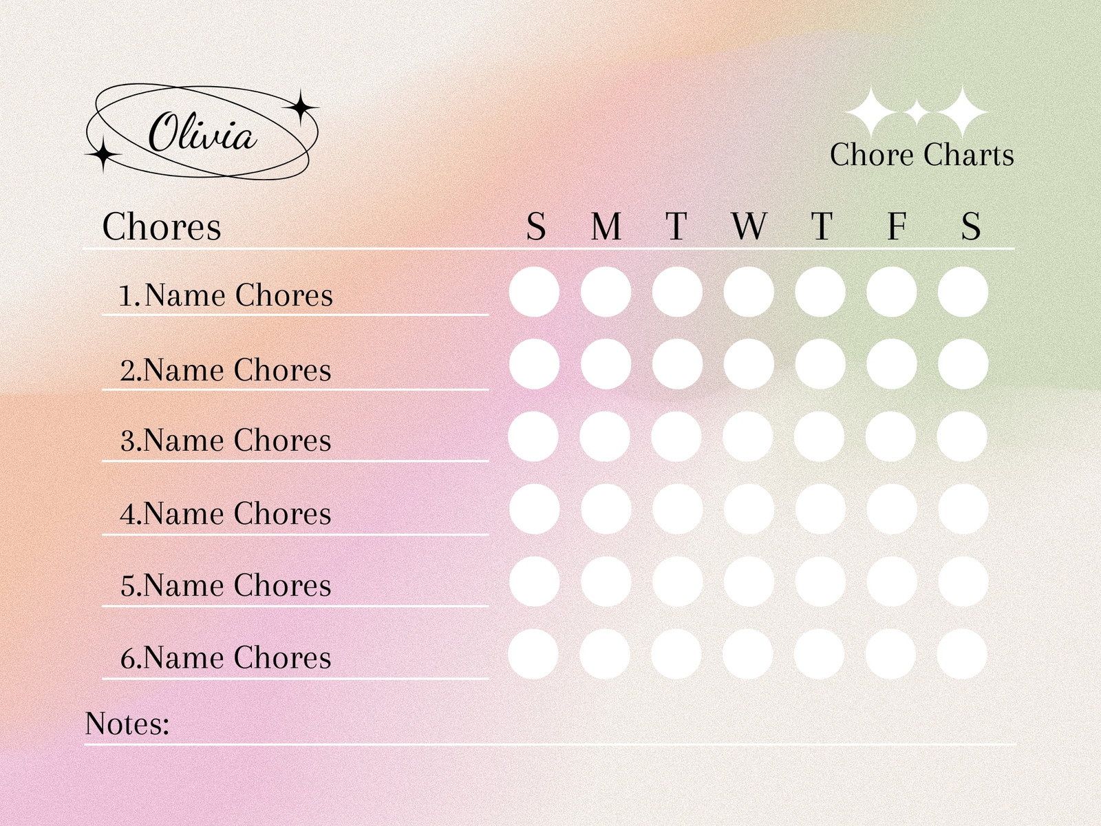 Minimalist Grainy Gradient Chore Chart
