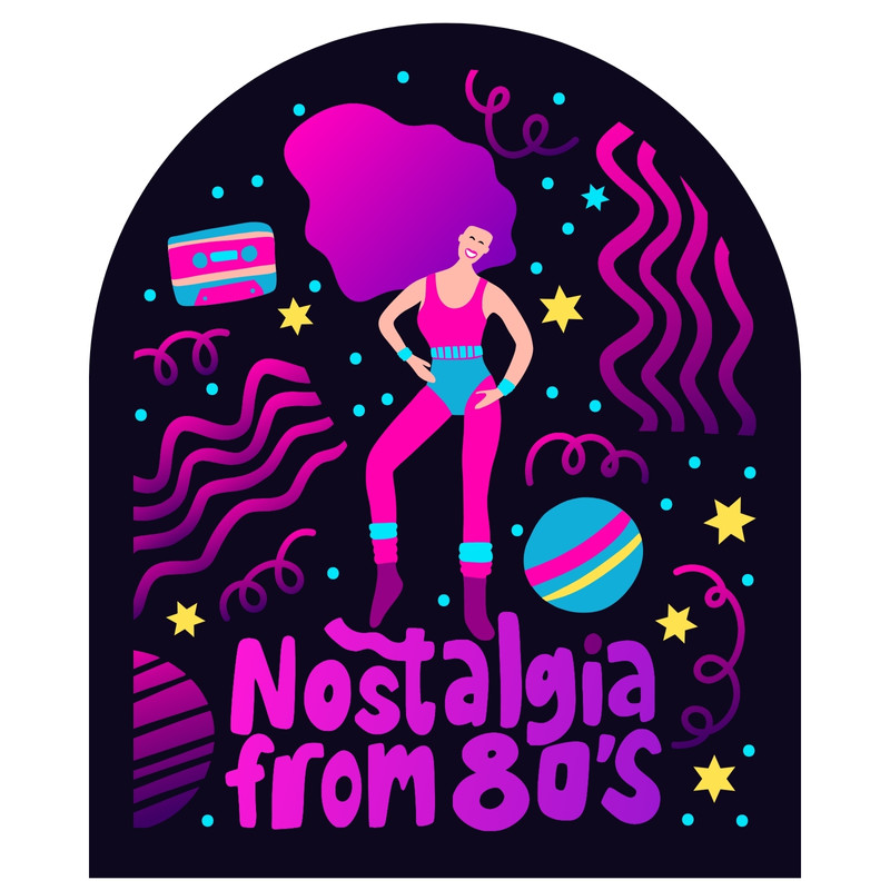 Vintage Retro Party Girl Tote Bag Canva template, black, magenta and gradient