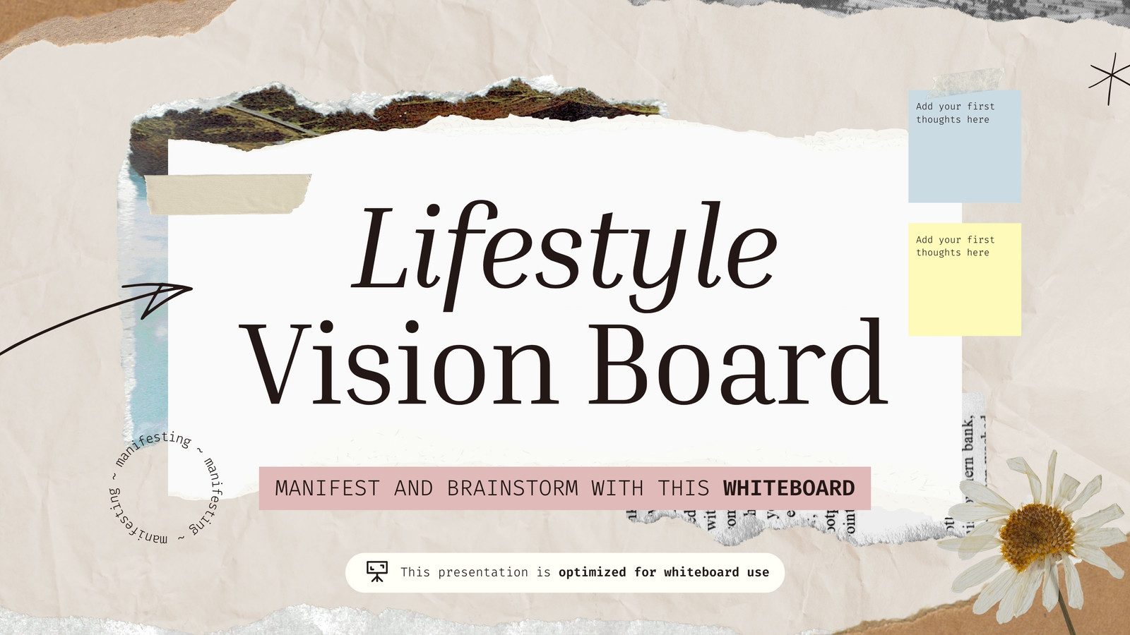 Brown Pink Yellow Lifestyle Vision Board Modern Scrapbook Whiteboard Presentation Brown Pink Yellow Lifestyle Vision Board Modern Scrapbook Whiteboard Presentation