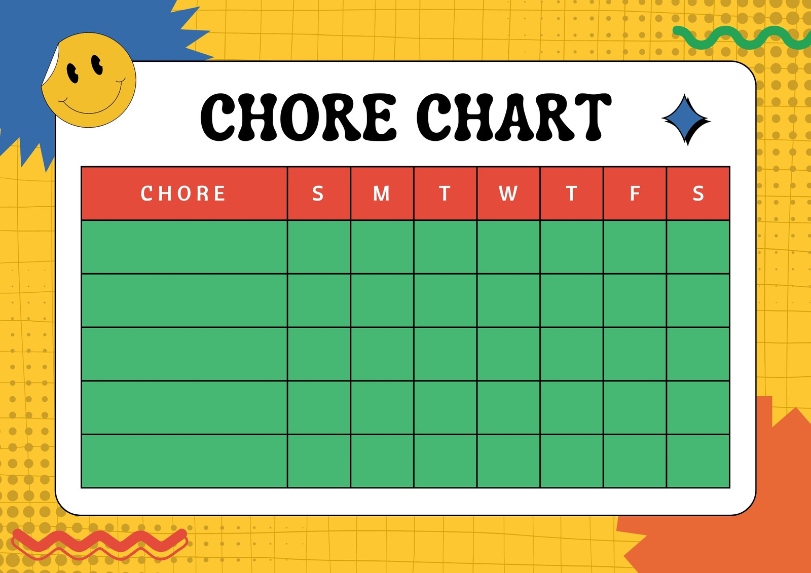Yellow Retro Creative Chore Chart