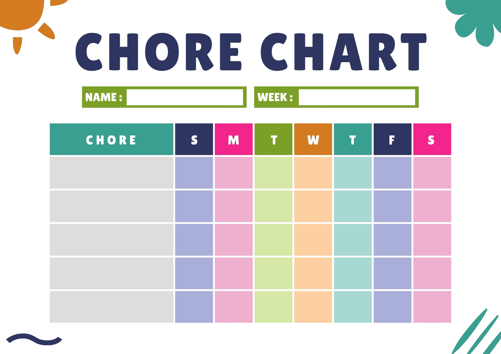 Colorful Playful Creative Chore Chart