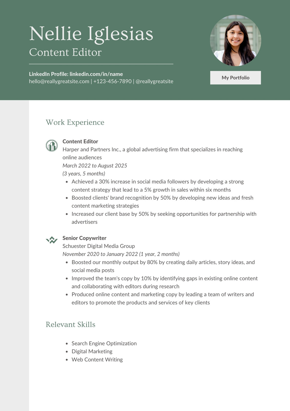 Green Grey Color Blocks Copy Editor CV Green Grey Color Blocks Copy Editor CV