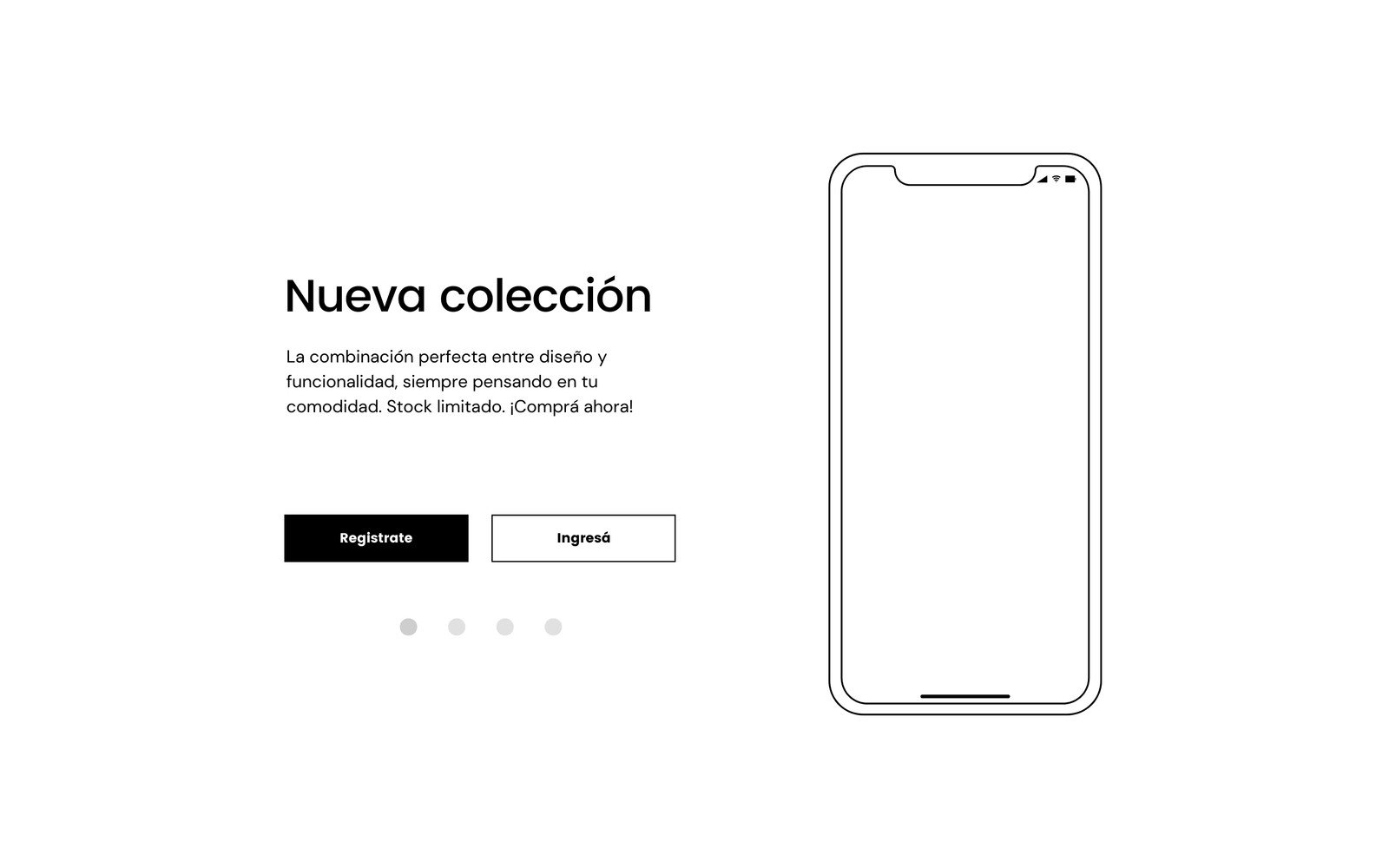 Blanco Negro Simple Sitio Web Prototipo de UI