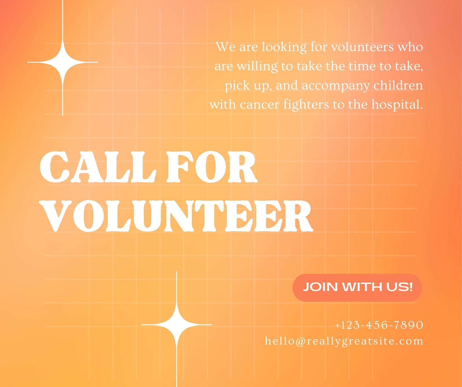 Yellow Orange Simple Call For Volunteer Facebook Post