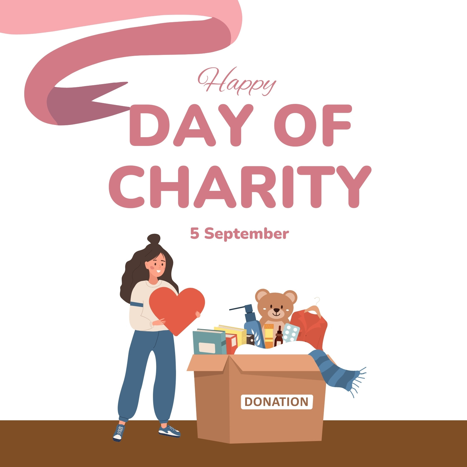 White Pink Happy Day of Charity Instagram Post