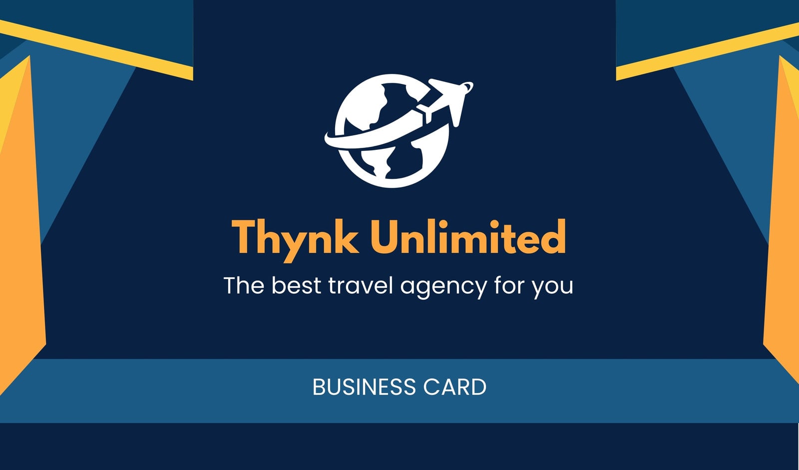 blue modern travel agency business card