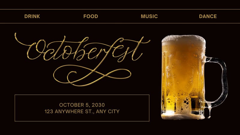 Modern Simple Octoberfest Facebook Event Cover Canva template, black