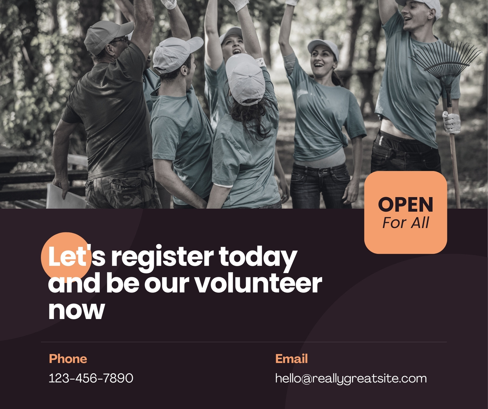 Purple Modern Open Register Volunteer Facebook Post
