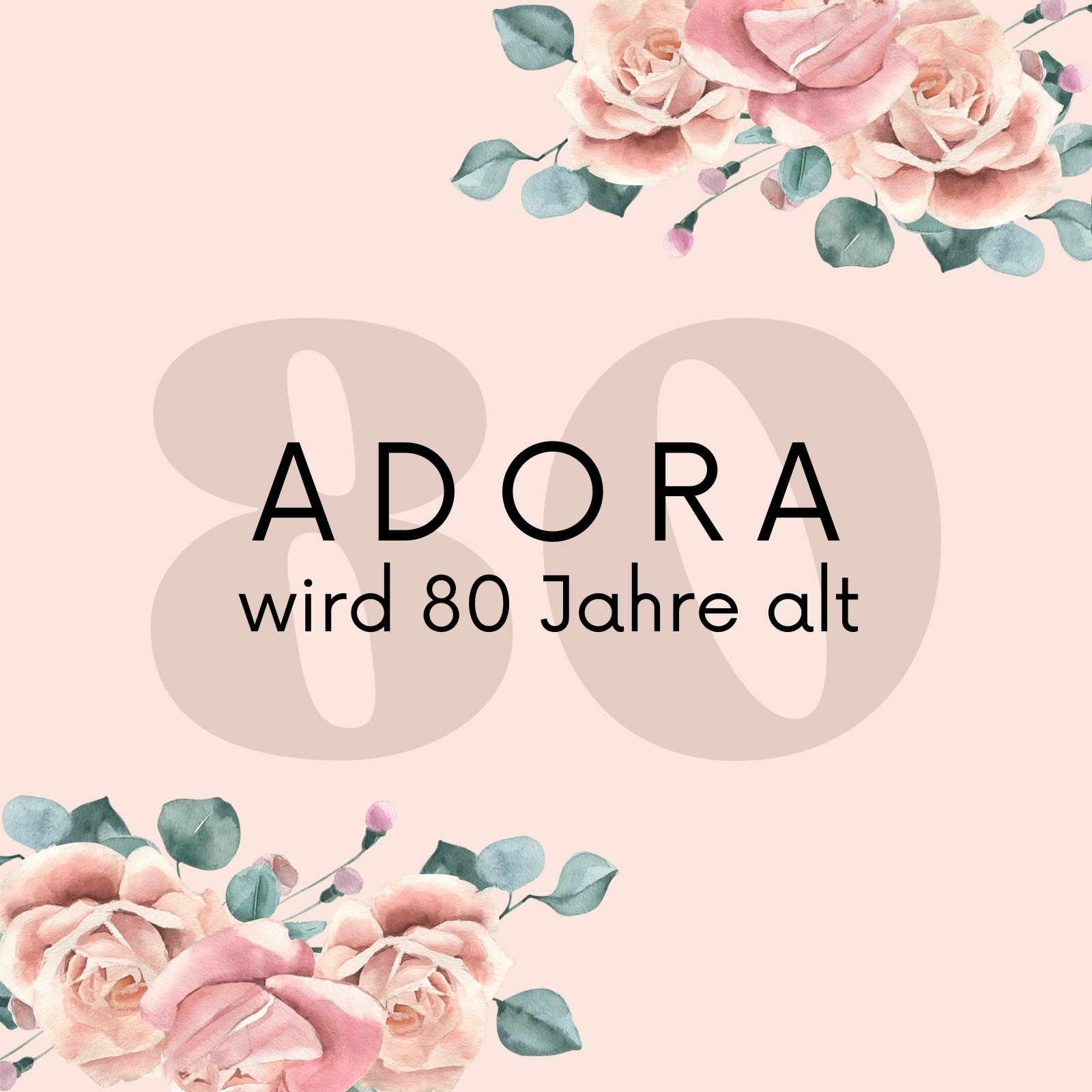 Altrosa Watercolor Floral Geburtstag Einladung 80. Geburtstag