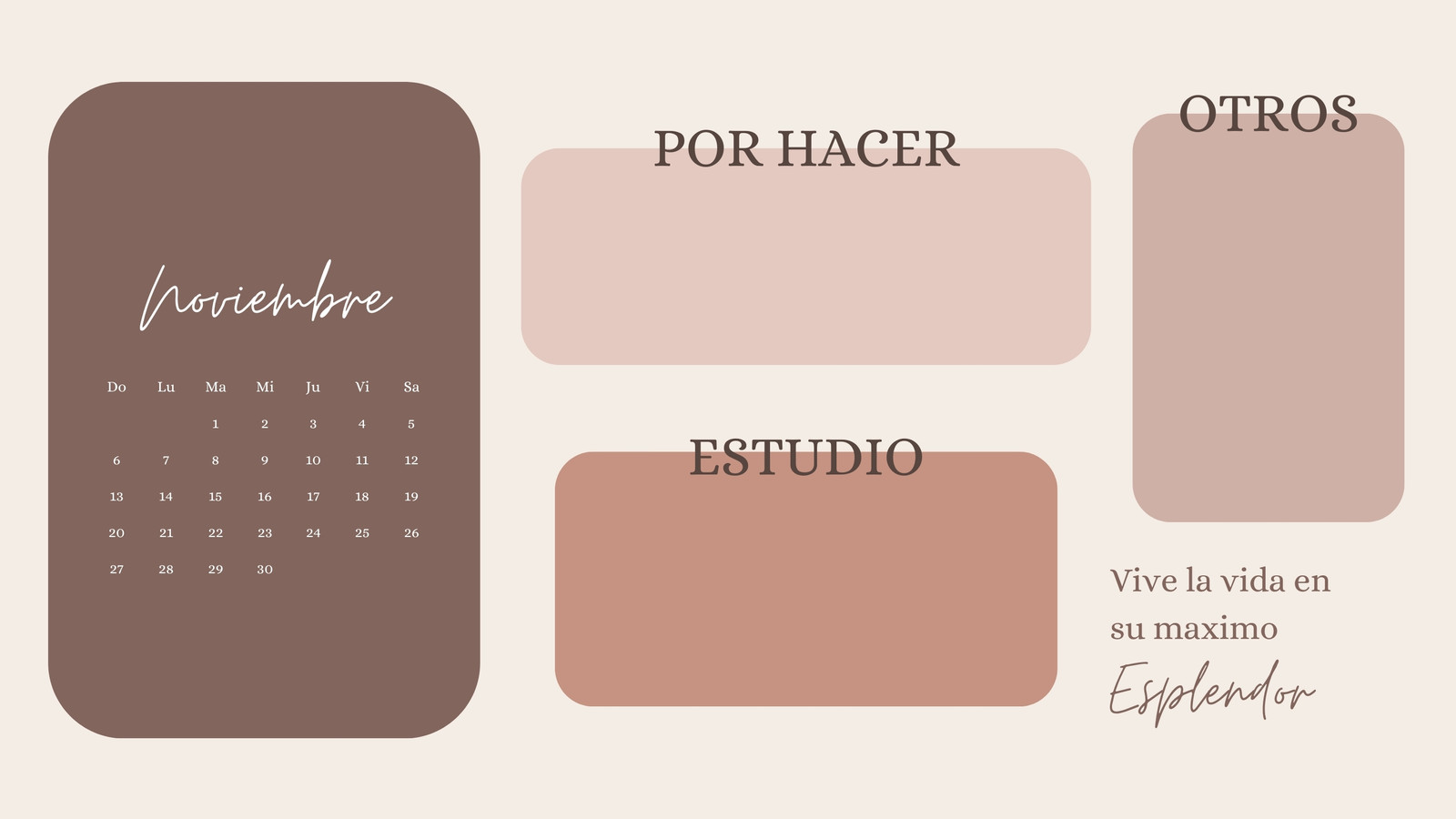 Fondo de pantalla organizador minimalista nude