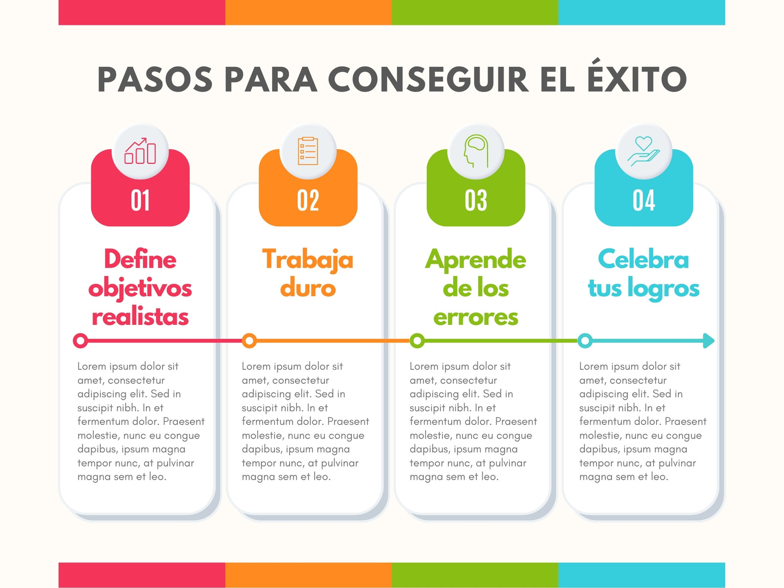Gráfico Tabla de Cuatro Pasos Moderno Multicolor