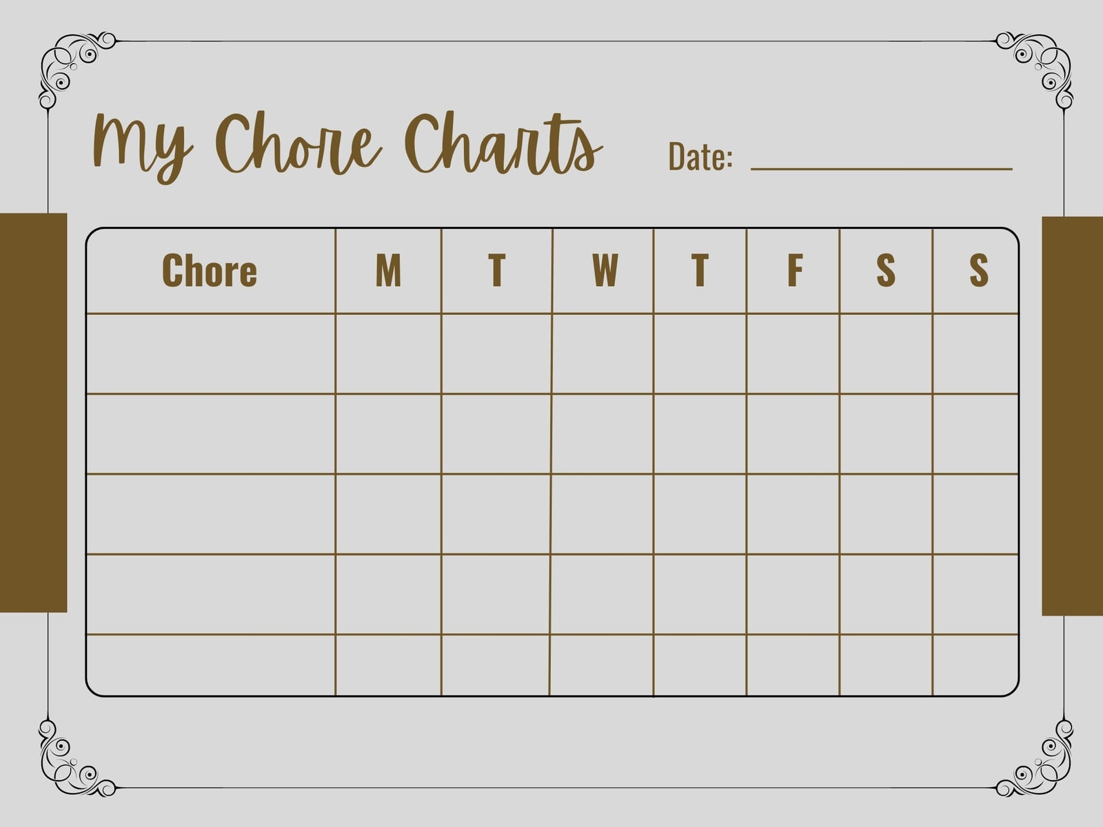 Gray and Brown Classic Chore Chart
