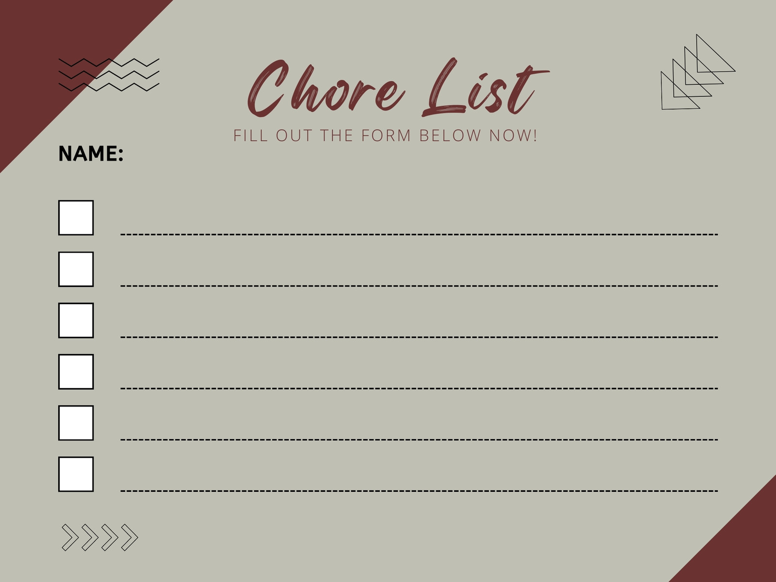 Yellow Tone and Red Geometric Chore List Chart