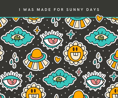 Retro Funky Pattern Mouse Pad Canva template, black