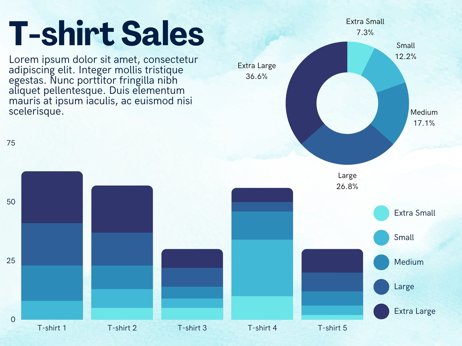 Blue Minimalist T-shirt Product Sales Bar Graph