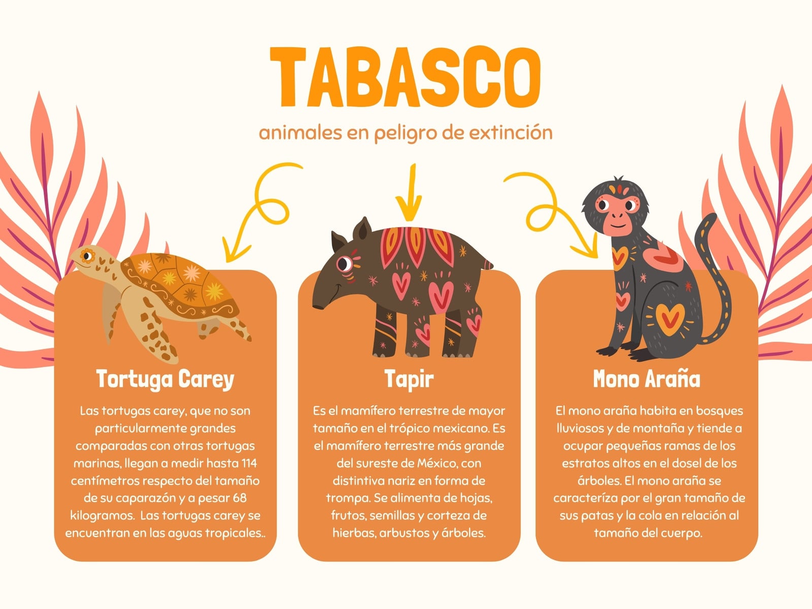 Gráfica Animales en Extinción Ilustrado Naranja