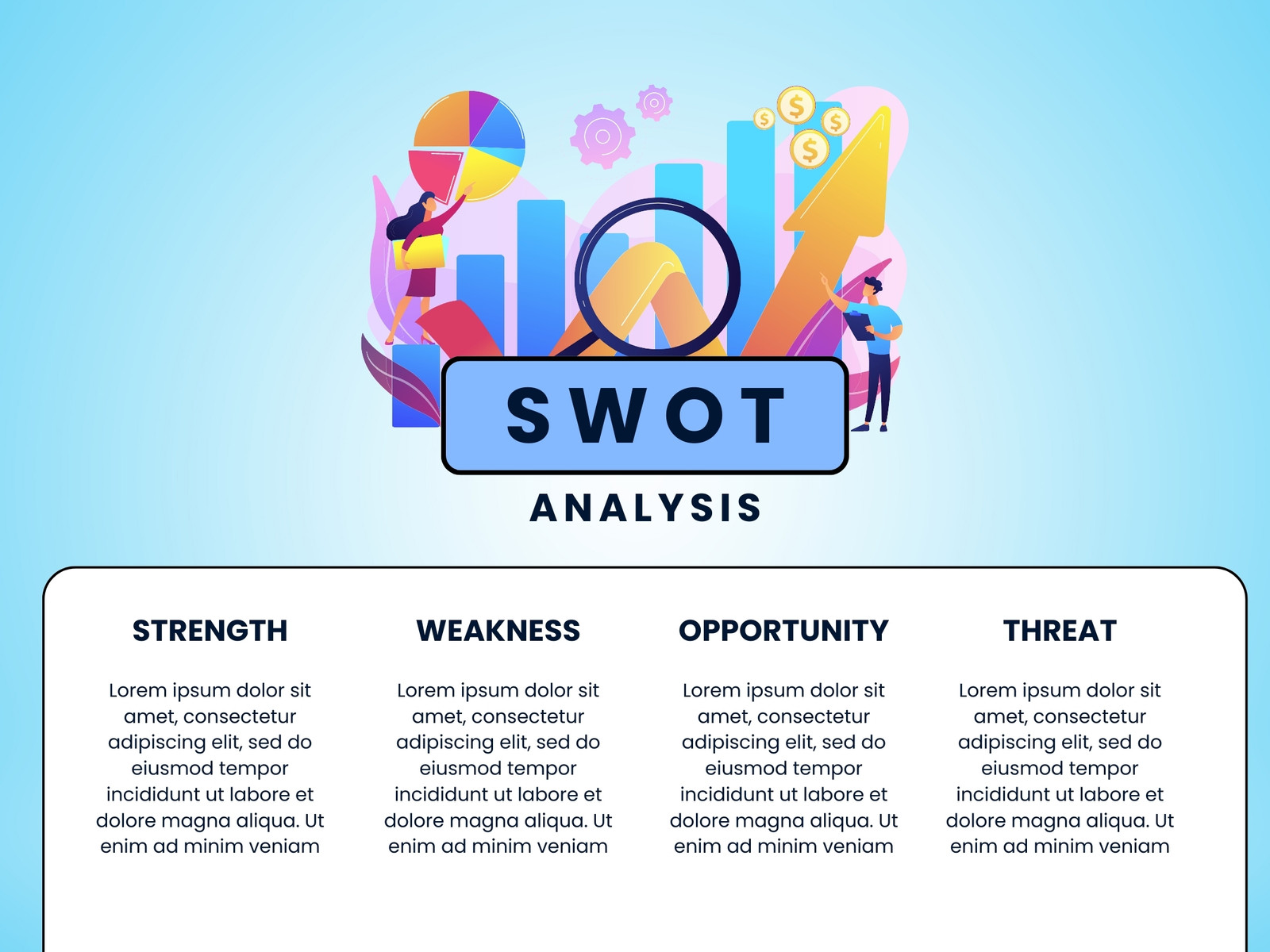 Light Blue Illustrated Swot Analysis Graph