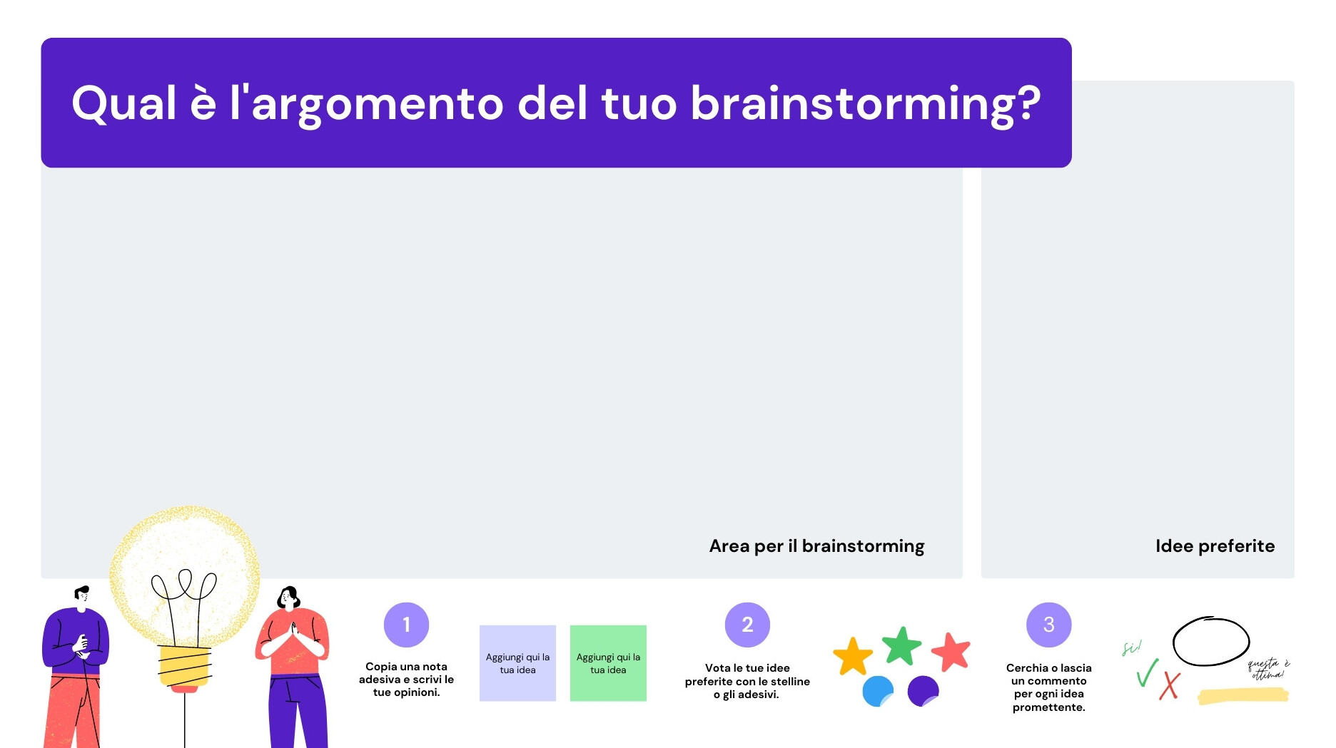 Lavagna Brainstorming in Stile di Base Viola Bianco Grigio