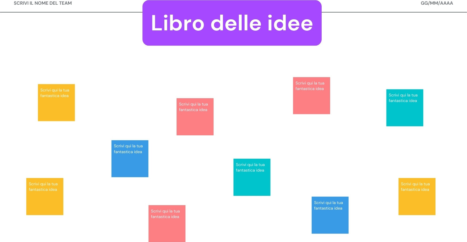 Lavagna Libro delle Idee in Stile Brainstorming Colorato