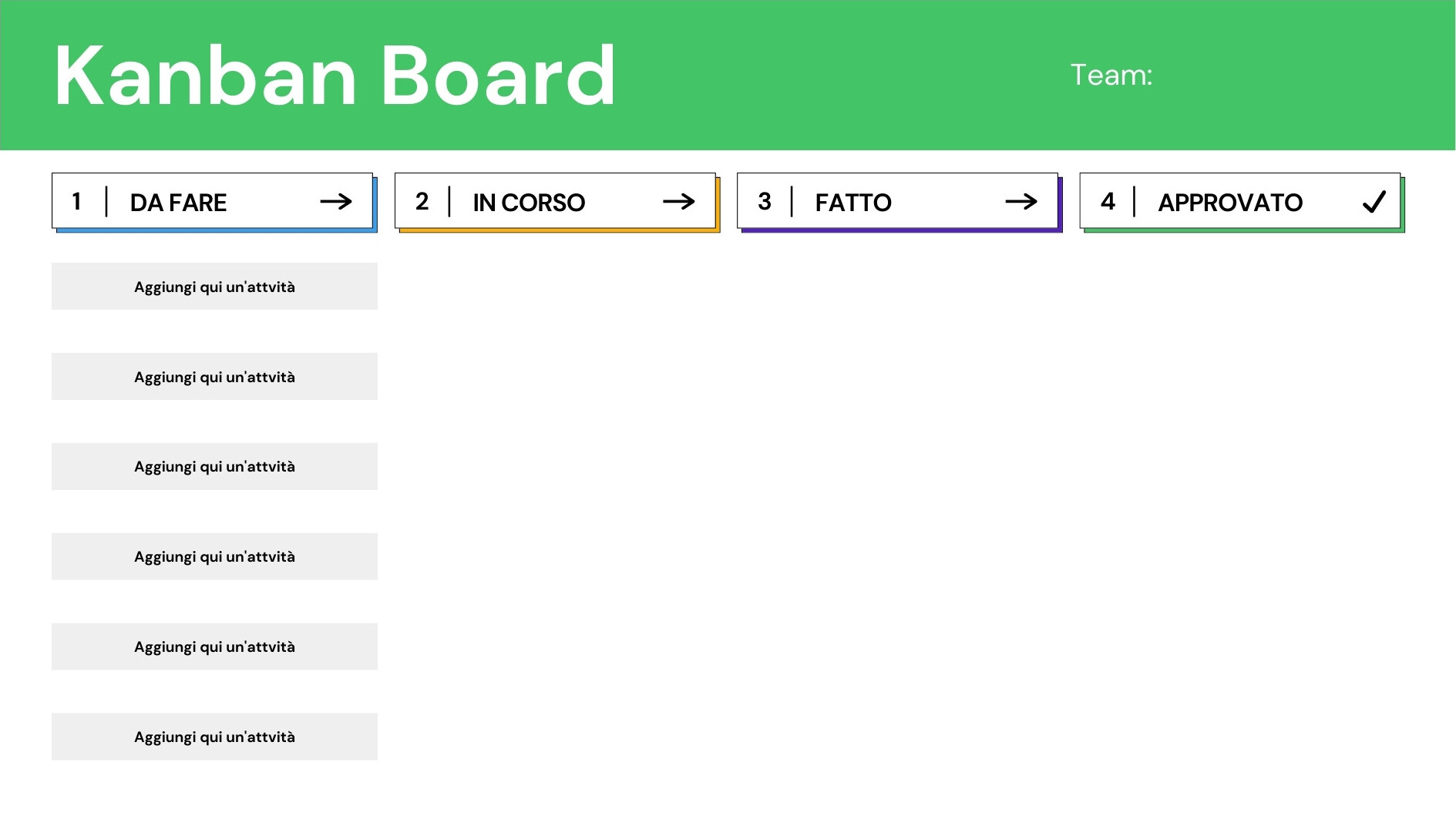 Lavagna Kanban Board in Stile di Base Verde e Bianco
