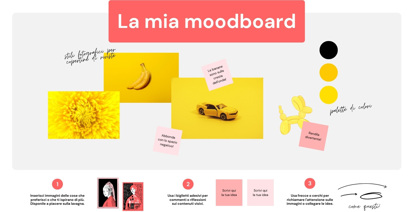 Lavagna Moodboard Rosso Giallo Stile Brainstorming